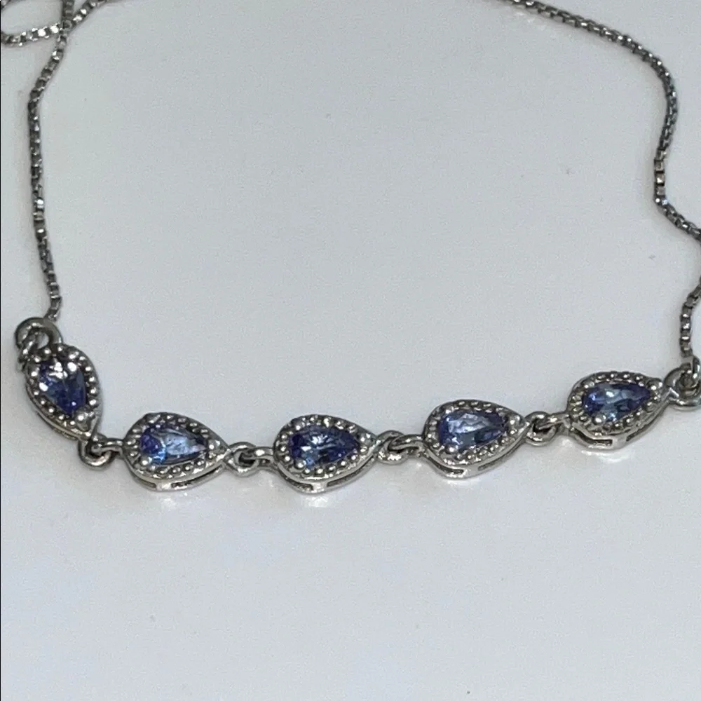 Silver 925 & Amethyst adjustable bracelet - Picture 5 of 5